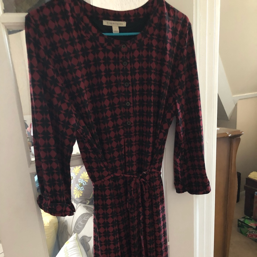 41 Hawthorn black and burgandy knit dress. Large.
